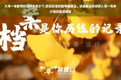 大专一年能考的证书有多少个,职高毕业的能考哪些证。这些真证件给别人用一年多少钱详细点谢谢