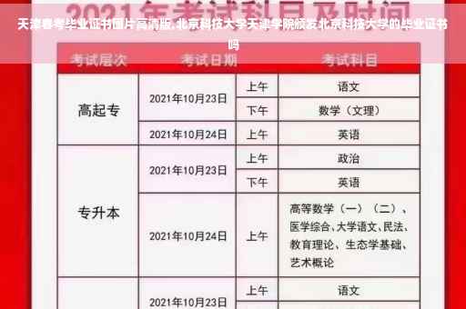 天津春考毕业证书图片高清版,北京科技大学天津学院颁发北京科技大学的毕业证书吗