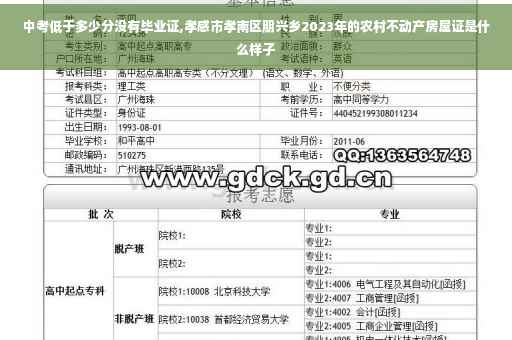 中考低于多少分没有毕业证,孝感市孝南区朋兴乡2023年的农村不动产房屋证是什么样子