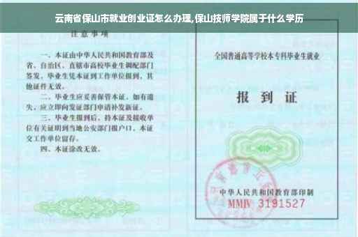 云南省保山市就业创业证怎么办理,保山技师学院属于什么学历