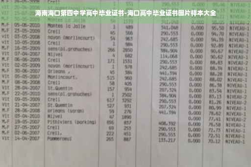 海南海口第四中学高中毕业证书-海口高中毕业证书图片样本大全