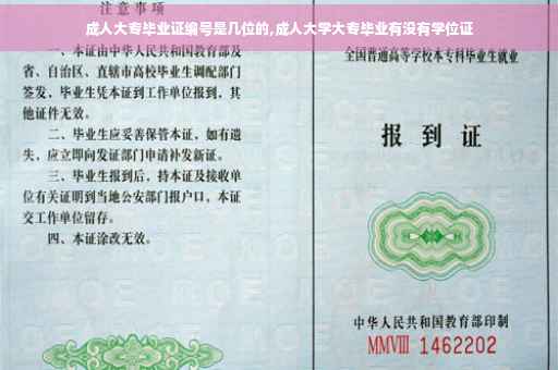 成人大专毕业证编号是几位的,成人大学大专毕业有没有学位证