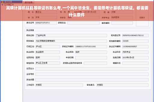 高级计算机技能等级证书怎么考,一个高中毕业生，要是想考计算机等级证，都需要什么条件