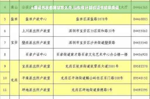 u盾证书状态异常怎么办,山东省计算机证书初级换证