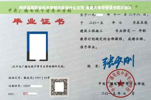 南京高等职业技术学校出来是什么文凭-金陵大专毕业证书照片图片