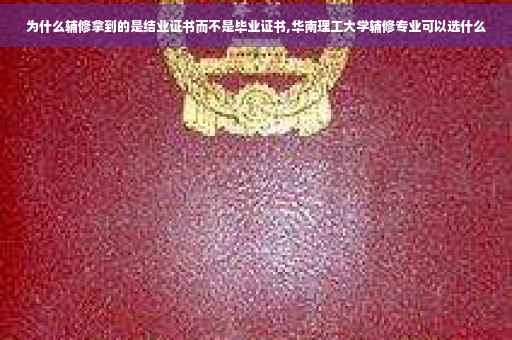 为什么辅修拿到的是结业证书而不是毕业证书,华南理工大学辅修专业可以选什么