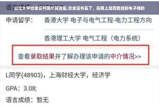 公立大学毕业证书图片高清版,毕业证书丢了，在网上是否能找到电子档的