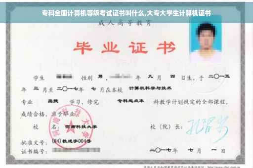 专科全国计算机等级考试证书叫什么,大专大学生计算机证书