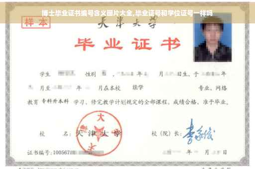 博士毕业证书编号含义图片大全,毕业证号和学位证号一样吗