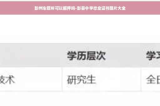 彭州车管所可以解押吗-彭县中学毕业证书图片大全