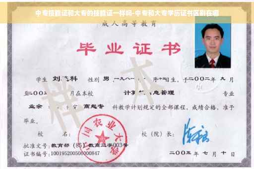 中专技能证和大专的技能证一样吗-中专和大专学历证书区别在哪