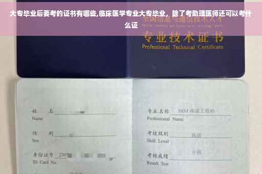 大专毕业后要考的证书有哪些,临床医学专业大专毕业，除了考助理医师还可以考什么证