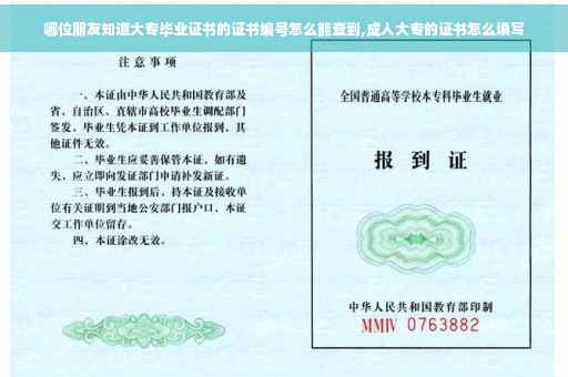 哪位朋友知道大专毕业证书的证书编号怎么能查到,成人大专的证书怎么填写
