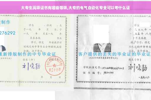 大专生高级证书有哪些等级,大专的电气自动化专业可以考什么证
