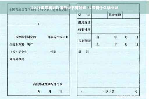 2021年专科可以考的证书有哪些-大专有什么毕业证
