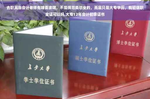 去职高当会计老师有啥要求呢，不是师范类毕业的，而且只是大专学历，有初级职业证可以吗,大专12年会计初级证书