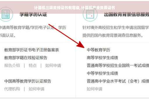 计算机三级资格证书有哪些,计算机产业资质证书
