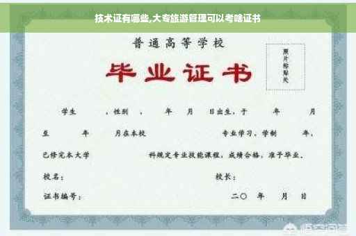 技术证有哪些,大专旅游管理可以考啥证书