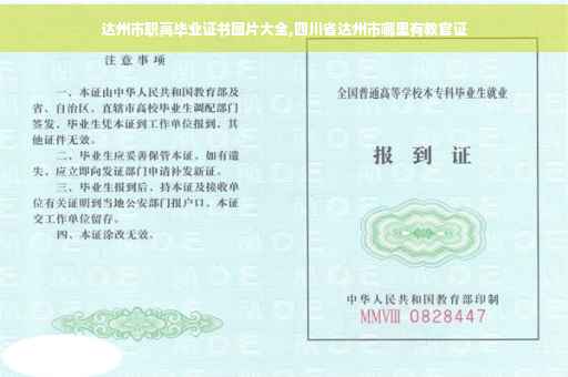 达州市职高毕业证书图片大全,四川省达州市哪里有教官证