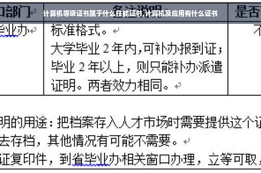 计算机等级证书属于什么技能证书,计算机及应用有什么证书