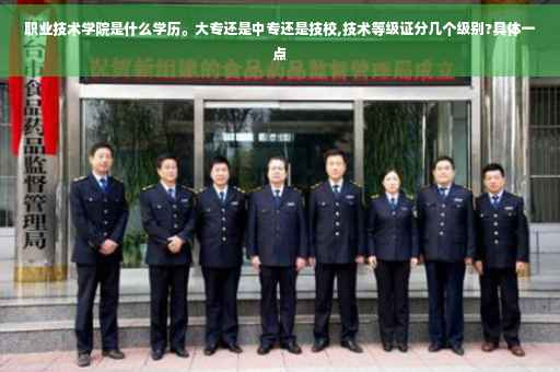 职业技术学院是什么学历。大专还是中专还是技校,技术等级证分几个级别?具体一点