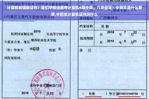 计算机有哪些证书？我们学校说要考计算机4级中级。几级最高？中级又是什么意思,中职生计算机证书叫什么
