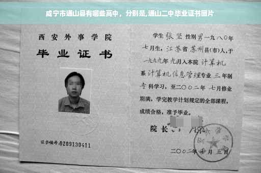 咸宁市通山县有哪些高中，分别是,通山二中毕业证书图片