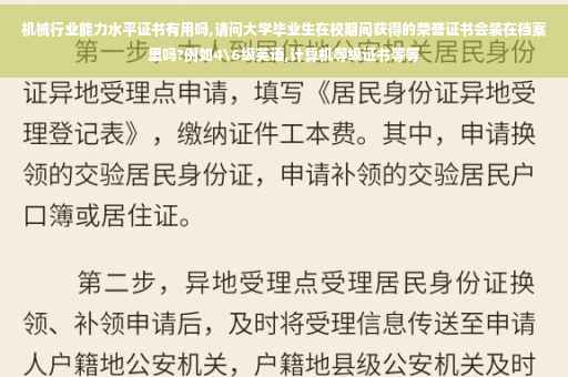 机械行业能力水平证书有用吗,请问大学毕业生在校期间获得的荣誉证书会装在档案里吗?例如4级英语,计算机等级证书等等