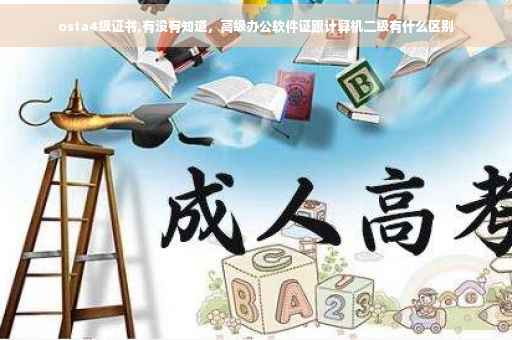 osta4级证书,有没有知道，高级办公软件证跟计算机二级有什么区别