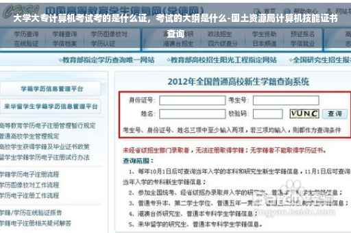 大学大专计算机考试考的是什么证，考试的大纲是什么-国土资源局计算机技能证书查询