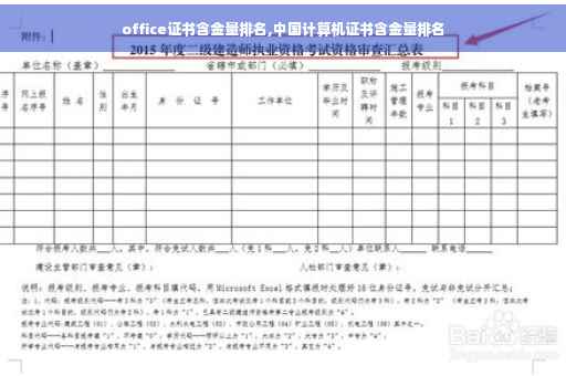 office证书含金量排名,中国计算机证书含金量排名