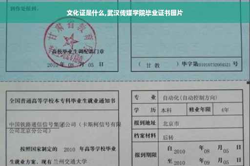 文化证是什么,武汉传媒学院毕业证书图片