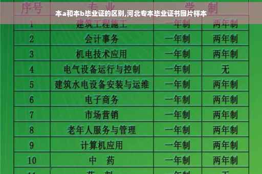 本a和本b毕业证的区别,河北专本毕业证书图片样本