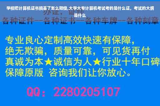 学校把计算机证书搞丢了怎么赔偿,大学大专计算机考试考的是什么证，考试的大纲是什么