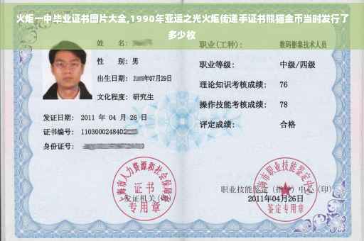 火炬一中毕业证书图片大全,1990年亚运之光火炬传递手证书熊猫金币当时发行了多少枚