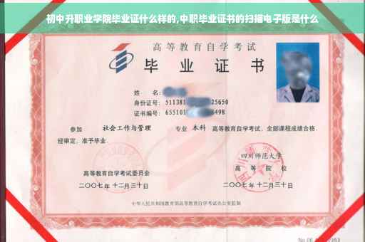 初中升职业学院毕业证什么样的,中职毕业证书的扫描电子版是什么
