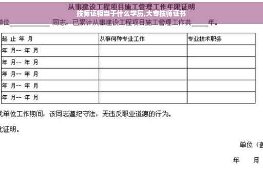 技师证相当于什么学历,大专技师证书