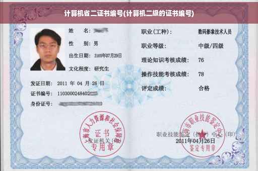 计算机省二证书编号(计算机二级的证书编号)