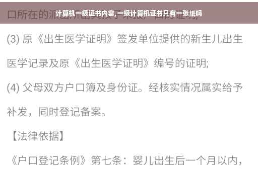 计算机一级证书内容,一级计算机证书只有一张纸吗