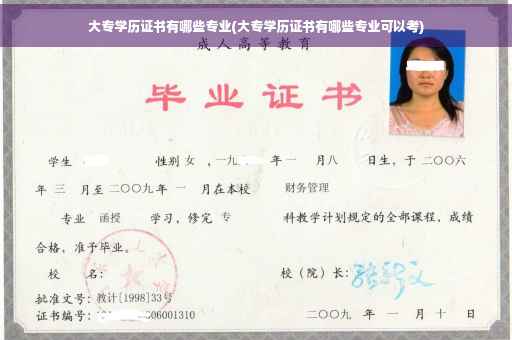 大专学历证书有哪些专业(大专学历证书有哪些专业可以考)