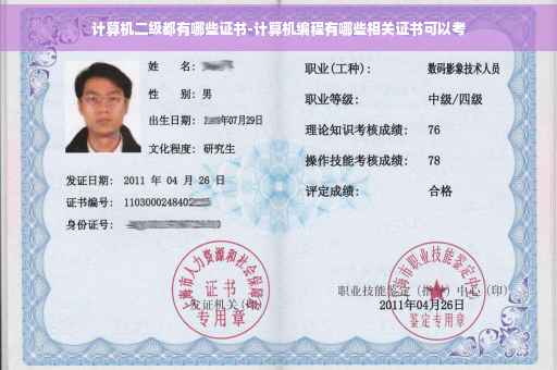 计算机二级都有哪些证书-计算机编程有哪些相关证书可以考