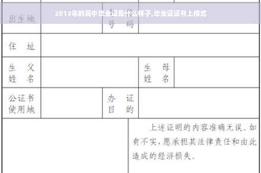 2013年的高中毕业证是什么样子,毕业证证书上格式
