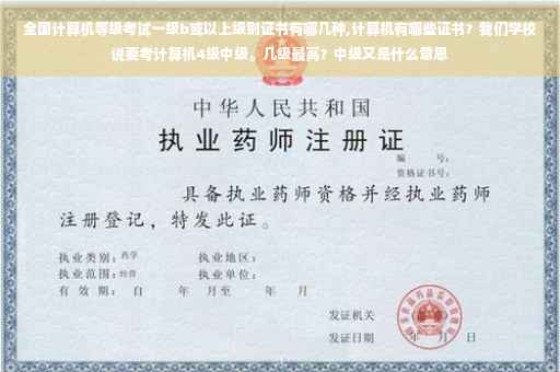 全国计算机等级考试一级b或以上级别证书有哪几种,计算机有哪些证书？我们学校说要考计算机4级中级。几级最高？中级又是什么意思