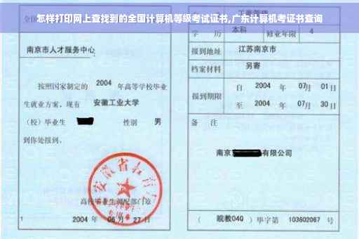 怎样打印网上查找到的全国计算机等级考试证书,广东计算机考证书查询