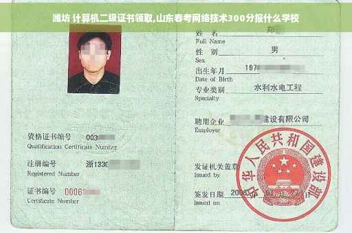 潍坊 计算机二级证书领取,山东春考网络技术300分报什么学校