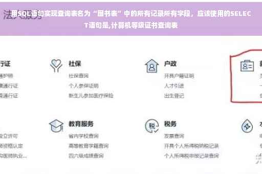用SQL语句实现查询表名为“图书表”中的所有记录所有字段，应该使用的SELECT语句是,计算机等级证书查询表