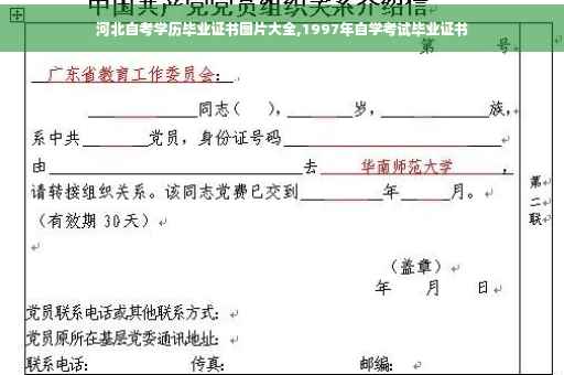 河北自考学历毕业证书图片大全,1997年自学考试毕业证书