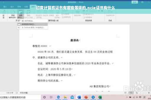 印度计算机证书有哪些等级的,ncie证书有什么