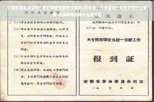 计算机有哪些证书？我们学校说要考计算机4级中级。几级最高？中级又是什么意思-计算机专技考什么证书好