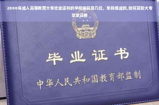 2000年成人高等教育大专毕业证书的学校编码是几位，怎样组成的,如何买到大专毕业证书